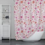 Zethome Banyo Perdesi 6811 1x180x200, Perde Borusu Askı Aparatı Köşe Boru Beyaz Hediyeli, Duş Perdesi Seti