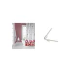 Zethome Banyo Perdesi 7017 1x180x200, Perde Borusu Askı Aparatı Köşe Boru Beyaz Hediyeli, Duş Perdesi Seti