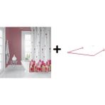 Zethome Banyo Perdesi 7017 1X180X200, Perde Borusu Askı Aparatı Köşe Boru Pembe Hediyeli, Duş Perdesi Seti - Beyaz
