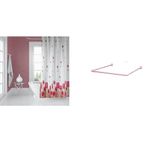 Zethome Banyo Perdesi 7017 1x180x200, Perde Borusu Askı Aparatı Köşe Boru Pembe Hediyeli, Duş Perdesi Seti