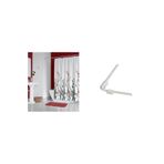 Zethome Banyo Perdesi 7766 1x180x200, Perde Borusu Askı Aparatı Köşe Boru Beyaz Hediyeli, Duş Perdesi Seti