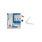 Zethome Banyo Perdesi 9515 1x180x200, Perde Borusu Askı Aparatı Köşe Boru Beyaz Hediyeli, Duş Perdesi Seti