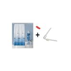Zethome Banyo Perdesi 9889 1x180x200, Perde Borusu Askı Aparatı Köşe Boru Beyaz Hediyeli, Duş Perdesi Seti