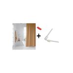 Zethome Banyo Perdesi Bej 1x180x200, Perde Borusu Askı Aparatı Köşe Boru Beyaz Hediyeli, Duş Perdesi Seti