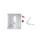 Zethome Banyo Perdesi Beyaz 1x180x200, Perde Borusu Askı Aparatı Köşe Boru Beyaz Hediyeli, Duş Perdesi Seti