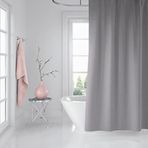 Zethome Banyo Perdesi Gri 1x180x200, Perde Borusu Askı Aparatı Köşe Boru Beyaz Hediyeli, Duş Perdesi Seti
