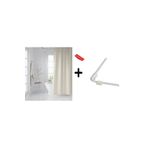 Zethome Banyo Perdesi Krem 1x180x200, Perde Borusu Askı Aparatı Köşe Boru Beyaz Hediyeli, Duş Perdesi Seti