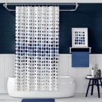 Zethome Banyo Perdesi Mavi 2x110x200, Perde Borusu Askı Aparatı Köşe Boru Beyaz Hediyeli, Duş Perdesi Seti