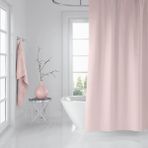 Zethome Banyo Perdesi Pudra 1x180x200, Perde Borusu Askı Aparatı Köşe Boru Beyaz Hediyeli, Duş Perdesi Seti