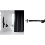 Zethome Banyo Perdesi Siyah Duş Perdesi 180X200 Perde Borusu Askı Aparatı 120X200 Hediyeli Siyah