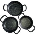 Zetmon 3'lü Set Döküm Siyah Granit Sahan Tava 22CM-20CM-18CM - 18-20-22 cm