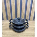Zetmon Ağır Granit Döküm Yanmaz Yapışmaz Cam Kapaklı Sahan Takımı 18-20-22CM Yumurta Yemek Sahan - 18-20-22 CM - Siyah