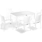 Zeugma Beyaz 90X150 Cm Camli Rattan Bahce Balkon Masa Takimi