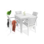 Zeugma Beyaz 90X90 cm Camsız Rattan Bahçe Balkon Masa Takımı