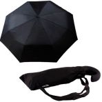 Zeus&Co. Siyah J Saplı Rüzgarda Kırılmayan Tam Otomatik Şemsiye