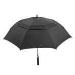 Zeus&Co. XXL Otomatik Golf Şemsiyesi, 150 cm Çap, Çift Katlı, 2-3 Kişilik, Siyah Pongee Kumaş, Karbon Fiber,