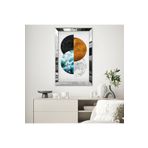 Zevahir Beyaz Arka Planlı 4 Element Yarım Daire 20x30 Gümüş Gold Aynalı Pleksi Çerçeveli MDF Tablo