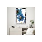 Zevahir Beyaz Arka Planlı Mavi Modern Çiçek 20x30 Gümüş Gold Aynalı Pleksi Çerçeveli MDF Tablo
