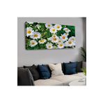 Zevahir Beyaz Papatyalar 120x60 Saatli Kanvas Tablo