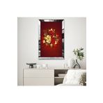 Zevahir Dijital Sarı ve Kırmızı Çizimi Demet Çiçek 20x30 Gold Aynalı Pleksi Çerçeveli Gümüş MDF Tablo