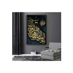 Zevahir Dini ve İslami Dini Ayet Ahşap Şase Dijital Baskı 50x70 Gümüş Kanvas Tablo