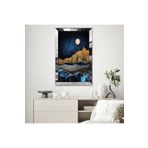Zevahir Gece Manzaralı Altın Sarısı Mavi Soyut Çizim 20x30 Gold Aynalı Pleksi Çerçeveli Gümüş MDF Tablo