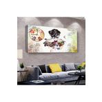 Zevahir Kelebek Kadın 100x50 cm Ahşap Şase Dijital Baskı Saatli Gümüş Kanvas Tablo