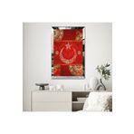 Zevahir Kırmızı Arka Planlı Ay Yıldız 20x30 Gold Aynalı Pleksi Çerçeveli Gümüş MDF Tablo