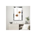 Zevahir Kolaj Beyaz Altın Sarısı Çiçek Desenli Çizim 20x30 Gold Aynalı Pleksi Çerçeveli Gümüş MDF Tablo