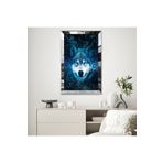 Zevahir Mavi Gözlü Kurt 20x30 Gold Aynalı Pleksi Çerçeveli Gümüş MDF Tablo
