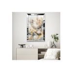 Zevahir Minimalist Beyaz Kahverengi Gri Zarif Çiçekli Soyut Çizim 20x30 Gold Aynalı Pleksi Çerçeveli Gümüş MDF Tablo