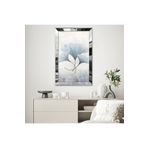 Zevahir Minimalist Beyaz Yapraklı Soyut Çizim 20x30 Gold Aynalı Pleksi Çerçeveli Gümüş MDF Tablo