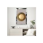 Zevahir Minimalist Gri Altın Sarısı Yuvarlak Şekilli Çizim 20x30 Gold Aynalı Pleksi Çerçeveli Gümüş MDF Tablo