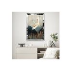 Zevahir Minimalist Gri Beyaz Leylek Desenli Çizim 20x30 Gold Aynalı Pleksi Çerçeveli Gümüş MDF Tablo