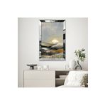 Zevahir Minimalist Güneş Manzaralı Beyaz Altın Sarısı Soyut Çizim 20x30 Gold Aynalı Pleksi Çerçeveli Gümüş MDF Tablo