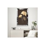 Zevahir Minimalist Kahverengi Bej Altın Sarısı Yapraklı Çizim 20x30 Gold Aynalı Pleksi Çerçeveli Gümüş MDF Tablo
