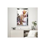 Zevahir Minimalist Pembe Turuncu Çiçek Desenli Soyut Çizim 20x30 Gold Aynalı Pleksi Çerçeveli Gümüş MDF Tablo