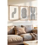 Zevahir Mobilya Dekorasyon 3 Parça Stabilize Çizgiler Temalı Ahşap Çerçeve Görünümlü Mdf Tablo Seti - 60 x 90 - Renkli