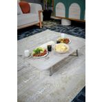 Zevahir Mobilya Dekorasyon 70x120 cm Royal Mermer Desenli Metal Katlanır Ayaklı Kamp Bahçe Ev için Dikdörtgen Yer Sofrası