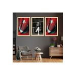zevahir mobilya & dekorasyon Ahşap Çerçeveli Mustafa Kemal Atatürk Tablo, Renkli, 40 x 60