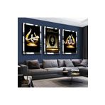 Zevahir Mobilya Dekorasyon Allah Muhammed Lafzı Ve Kuran Dini Gold Pleksi Kenar 3'Lü Solmaz MDF Tablo Seti - Gümüş 40 x 60