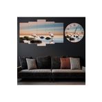 zevahir mobilya & dekorasyon Altılı Mdf Deniz Kenarı Flamingo Saatli Tablo Seti, Renkli, 100 x 60