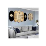 zevahir mobilya & dekorasyon Altılı Oval Mdf Siyah Krem Arka Planlı Allah Hz Muhammed Lafzı ve Dini Ayet Saatli Tablo Seti, Oval, 95 x 55