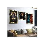 Zevahir Mobilya Dekorasyon Aslan Gold Pleksili Saat Ve Solmaz MDF Tablo - saatli 40 x 60