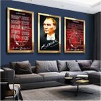 Zevahir Mobilya Dekorasyon Atatürk Istiklal Marşı ve Gençliğe Hitabe Gold Pleksi Kenar 3'lü Mdf Tablo Seti - 50 x 70