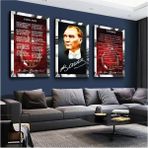 Zevahir Mobilya Dekorasyon Atatürk Istiklal Marşı ve Gençliğe Hitabe Gümüş Pleksi Kenar 3'lü Mdf Tablo Seti - 30 x 40