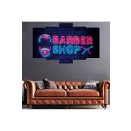 zevahir mobilya & dekorasyon Beşli Mdf Tuğla Görünülü Arka Planlı Neon Işıklı Barber Shop Tablo Seti, Renkli, 95 x 55