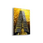 zevahir mobilya & dekorasyon Çerçevesiz Dikey Altın Pırıltılı Arka Planlı Kabe Kapısı Kırılmaz Cam Tablo, Renkli, 90 x 60
