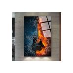 zevahir mobilya & dekorasyon Çerçevesiz Dikey Ateş ve Su Gitar Kırılmaz Cam Tablo, Renkli, 50 x 70
