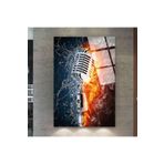 zevahir mobilya & dekorasyon Çerçevesiz Dikey Ateş ve Su Mikrofon Kırılmaz Cam Tablo, Renkli, 40 x 60